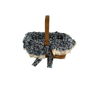 1987 Longaberger Candle Basket w/Blue & White Liner 9"L x 5"W x 5"H